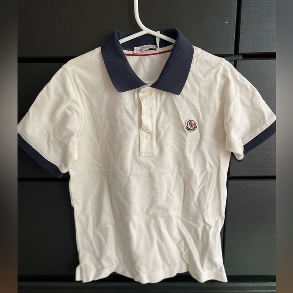 Moncler Other - Moncler White Polo Shirt with Navy Collar, Kids size 8